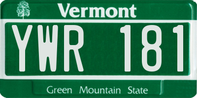 VT license plate YWR181