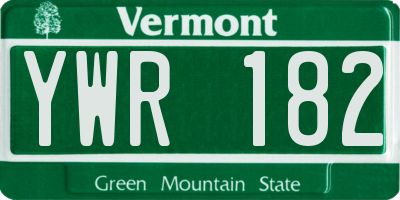 VT license plate YWR182
