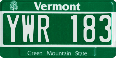 VT license plate YWR183