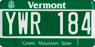 VT license plate YWR184