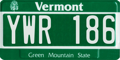 VT license plate YWR186