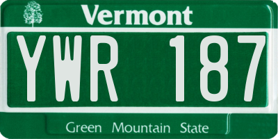 VT license plate YWR187