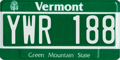 VT license plate YWR188