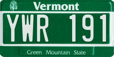 VT license plate YWR191