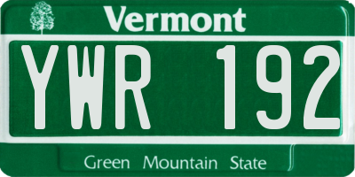 VT license plate YWR192