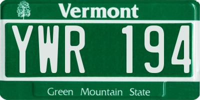 VT license plate YWR194