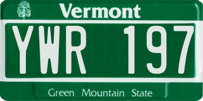 VT license plate YWR197