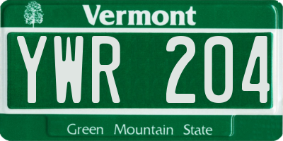 VT license plate YWR204