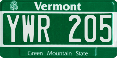 VT license plate YWR205