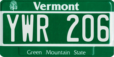 VT license plate YWR206