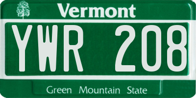 VT license plate YWR208