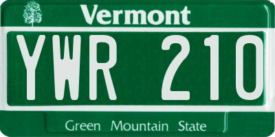 VT license plate YWR210