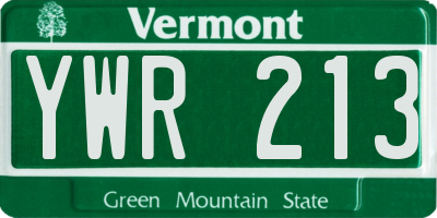 VT license plate YWR213