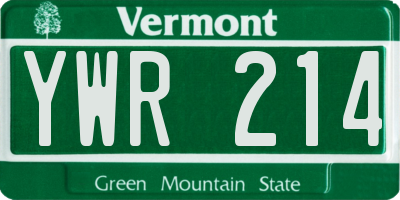 VT license plate YWR214