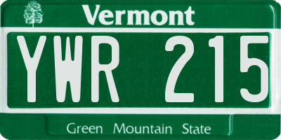 VT license plate YWR215