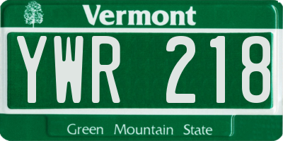 VT license plate YWR218
