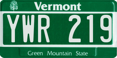 VT license plate YWR219