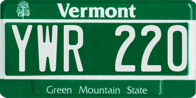 VT license plate YWR220