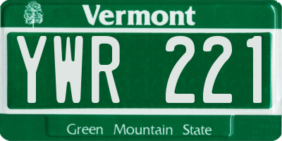 VT license plate YWR221