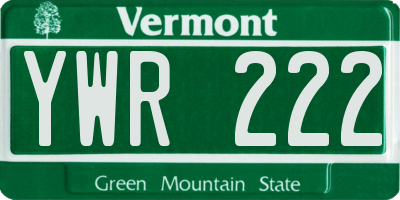 VT license plate YWR222