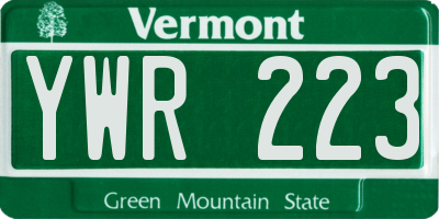 VT license plate YWR223