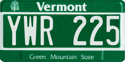 VT license plate YWR225