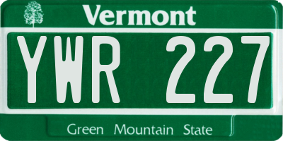VT license plate YWR227