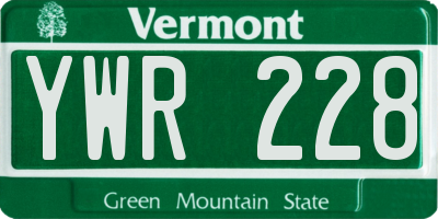 VT license plate YWR228