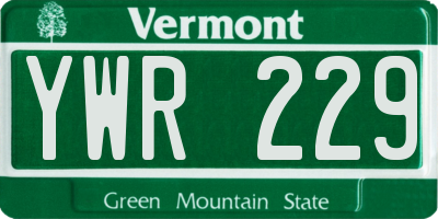VT license plate YWR229