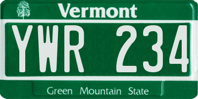 VT license plate YWR234
