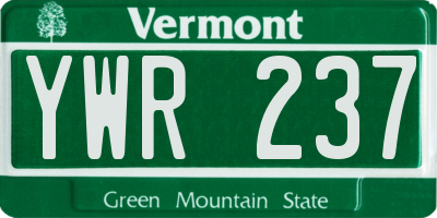 VT license plate YWR237