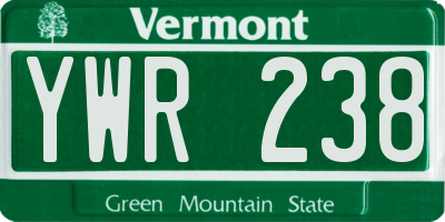 VT license plate YWR238