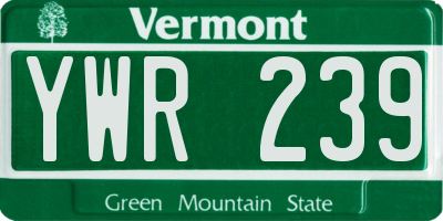 VT license plate YWR239