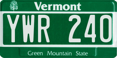 VT license plate YWR240