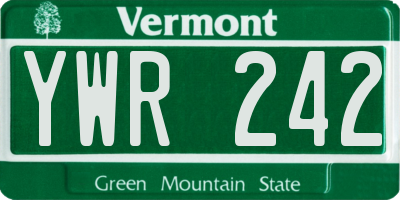 VT license plate YWR242