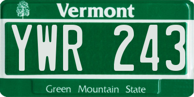 VT license plate YWR243