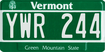 VT license plate YWR244