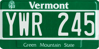 VT license plate YWR245
