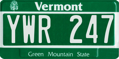 VT license plate YWR247