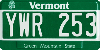 VT license plate YWR253