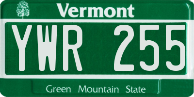 VT license plate YWR255