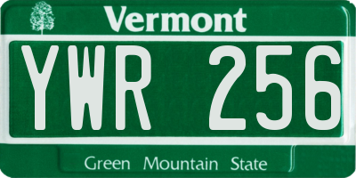 VT license plate YWR256