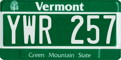 VT license plate YWR257