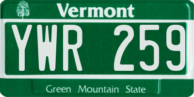 VT license plate YWR259