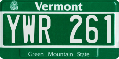 VT license plate YWR261