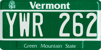 VT license plate YWR262