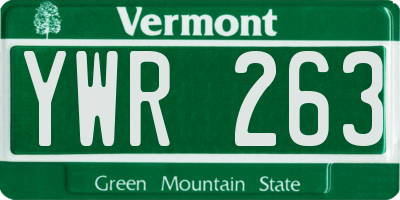 VT license plate YWR263