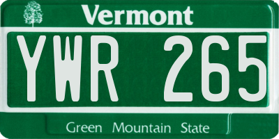 VT license plate YWR265