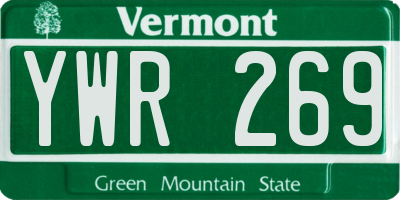 VT license plate YWR269