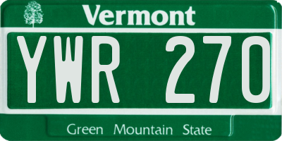 VT license plate YWR270